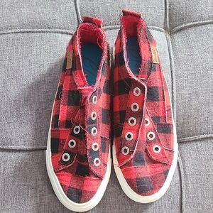 Blowfish Red and Black Plaid‎ Slip-On Shoes